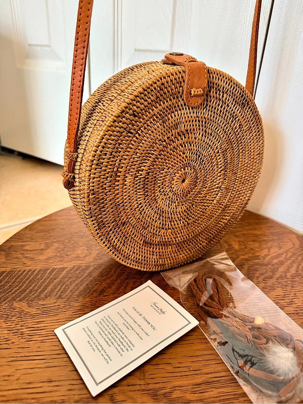 NWT Woven Round Crossbody Bag in Brown